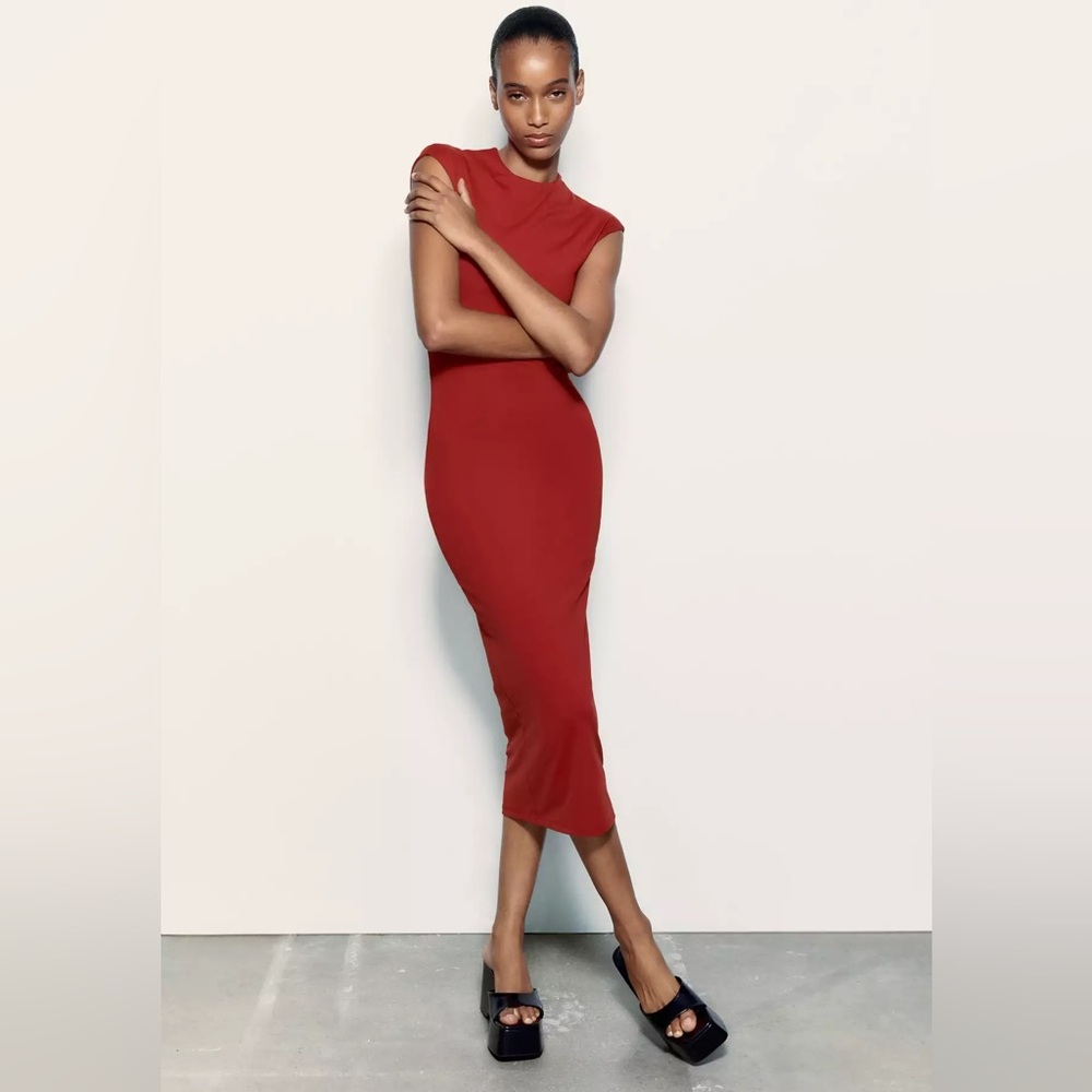 ZARA POLYAMIDE MIDI DRESS
